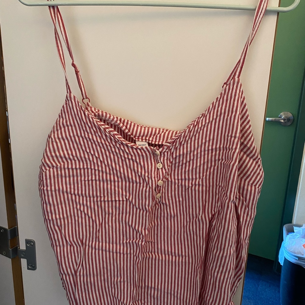 Red & White Striped Spaghetti Strapped Shirt